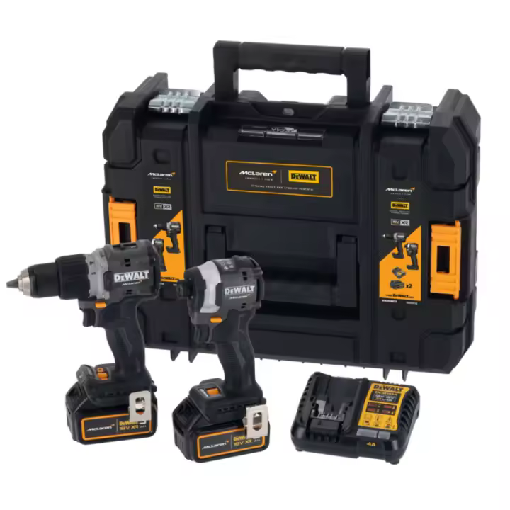 DEWALT DCK200MP2T-QW - KIT McLaren XR 18V. Taladro Percutor + Atornillador Impacto + 2 baterías 18v 5Ah + maletín - 1