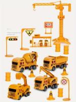 Juguetes De Vehículos De Ingeniería Para Niños Excavadora Camión Grúa Bulldozer Bomberos Y Camiones De Tierra Mini Modelos De Construcción Plásticos Regalos Para Niños - details 0