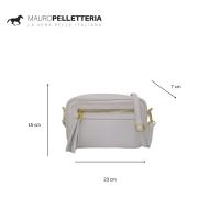 Bolsos de HOMBRO para mujer de Piel genuine, Bolso Cruzado, bandoleras Mujer pequeñas, ajustable Y 2 bolsos con Cremallera, artesania Italiana JOY Bianca - details 1