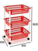 MAXHOME-Carrito verdulero Modelo PLFT de plástico con 3 Niveles y Ruedas, cestas apilables portaobjetos, Frutas, Verduras, Cocina, baño ( 61 x 40 x 30 cm) - details 0