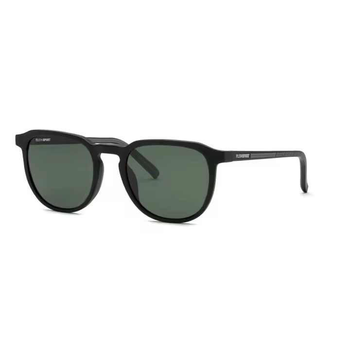 GAFAS DE SOL HOMBRE PHILIPP PLEIN SPORT GAIN SSP033 703Y 53-21  Montura Acetato Negro Mate   Varillas con Detalle Gris   Forma Redondeada   Lente Gris - Verde Uniforme  - 1