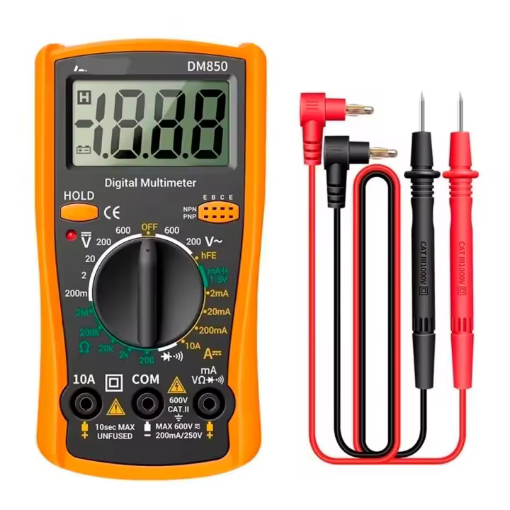 Mr Goodsy® Multímetro digital, Polimetro para medir continuidad, Tensión en CA y CC, Amperios en CC, Resistencia, Diodo, Voltímetro con doble fusibles y cables de prueba - 1