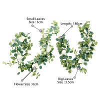 Vine Artificial De Eucalipto 180 Cm Flores De Rosa Gypsophila Para Decoración De Bodas Fiestas Navidad Guirnalda De Mesa - details 3
