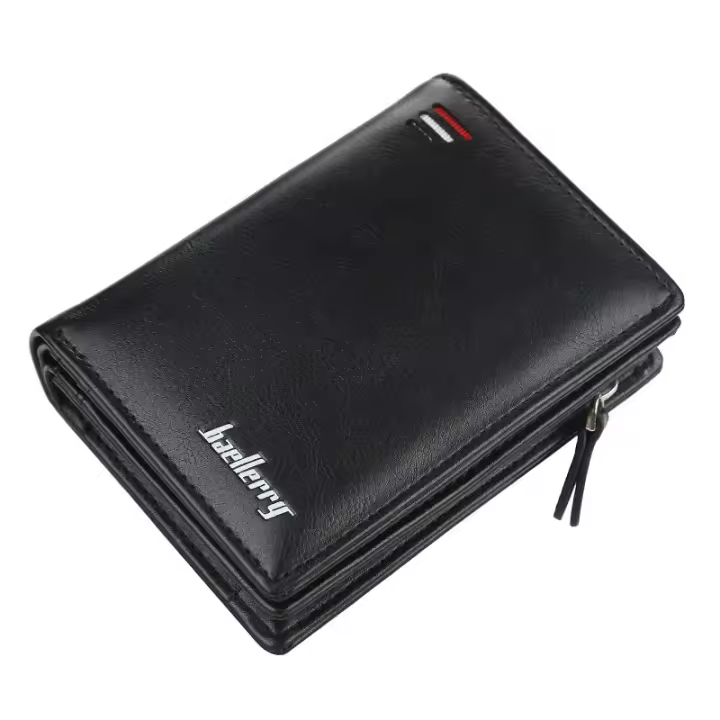 Cartera De Cuero PU Para Hombre 2024 Cierre De Cremallera Alta Calidad Diseño Corto Portador De Tarjetas Monedero Vintage Cartera Masculina - 1