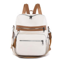 Mochila de PU retro europea y americana, mochila informal de gran capacidad para mujer - details 0