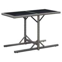 vidaXL Mesa de jardín de vidrio y ratán sintético 110x53x72 cm en color Beige/Negro y marrón/Marrón y más | estructura resistente ideal para salón dormitorio o estudio - details 5