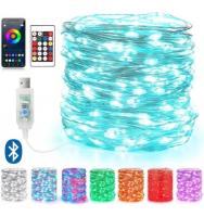 Luces LED Multicolor RGB 10m 100 LED Tira de Luz USB 18 Colores Bluetooth Luz de Hadas Mando a Distancia Impermeable COSHANO - details 0