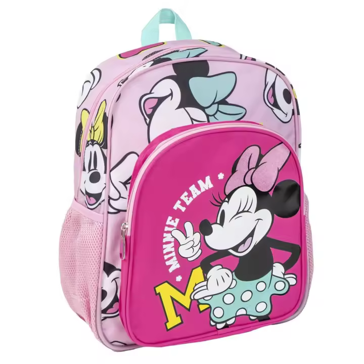 Mochila Escolar de Minnie - Color Fucsia - 31 x 12 x 38 cm - Cierre de Cremallera - Asa Ajustable - Mochila Resistente y Duradera - 1