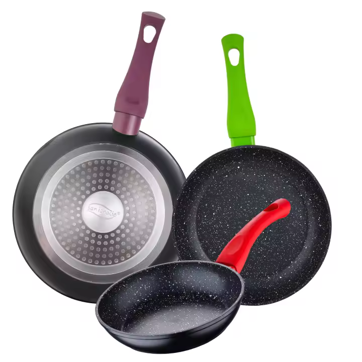 SAN IGNACIO Juego de 3 sartenes Jolie, antiadherentes de aluminio forjado de alta calidad, 18/22/26 cm - 1