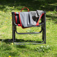 Aktive - Silla plegable camping, playa y pesca de 54x49x92 cm, color gris y rojo, soporta un peso máximo de 110 kg, topes antivuelco, reposabrazos acolchados, estructura de acero, plegado compacto, sillas para camping plegables, sillas camper plegables - details 1