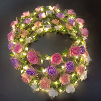 Diadema LED Para Mujeres Y Niñas Adorno De Cabeza Brillante Corona De Flores Luminosa Para Fiestas Cumpleaños Y Bodas - details 0