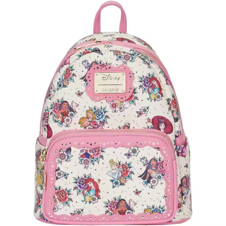 MOCHILA Princess  aop  CLassic Disney LOUNGEFLY BACKPACK mujer bolso Mulan Tiana Aurora JAsmine Pocahontas Blancanieves Cenicienta Moana  Aril Bella Sirenita - 1