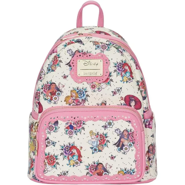 MOCHILA Princess  aop  CLassic Disney LOUNGEFLY BACKPACK mujer bolso Mulan Tiana Aurora JAsmine Pocahontas Blancanieves Cenicienta Moana  Aril Bella Sirenita - 1