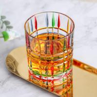 Vaso de whisky de vidrio de color pintado a mano, copa de vino de cristal de color confeti arcoíris romántico, adecuado para regalos para novias, bares en casa, bodas - details 5