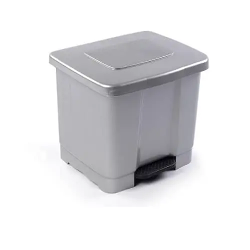 CABLEPELADO Cubo basura con separador, Cubo basura plastico, Cubo basura apertura pedal, Papelera de pedal, Libre de BPA, 38 cm alto x 43 cm ancho x 38 cm fondo, Capacidad 35 Litros, Gris - 1