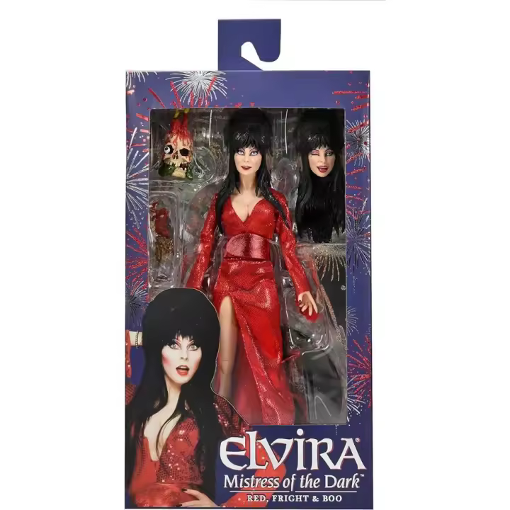ELVIRA MISTRESS OF THE DARK RED, FRIGHT FIGURA ELVIRA 20cm , NECA ELVIRA TERROR - 1