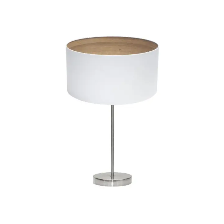 Fabrilamp - Sobremesa Tatiana 1xe27 Niquel/blanco-mad.Clara 63x30x30 Cm - 1
