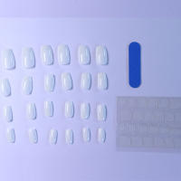 ARTAUG 24pcs Uñas Postizas De Prensa En Blanco De Medio Tamaño Estilo 3D Alto Saturation Para Mujeres Y Niñas Estilosas Set De Uñas Completas - details 1