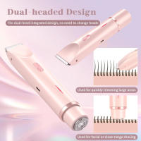 Afeitadora Eléctrica Para Mujer Con Doble Cabeza Recargable Por USB Función Seco Húmedo IPX7 Impermeable Trimmer De Cabello Corporal - details 3