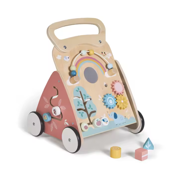 MS Montessori MIMO - MONTI - MAXI - Andador de madera para bebés - Carrito correpasillos con juguetes y actividades para los primeros pasos - Caminador para bebé +12 meses - 1