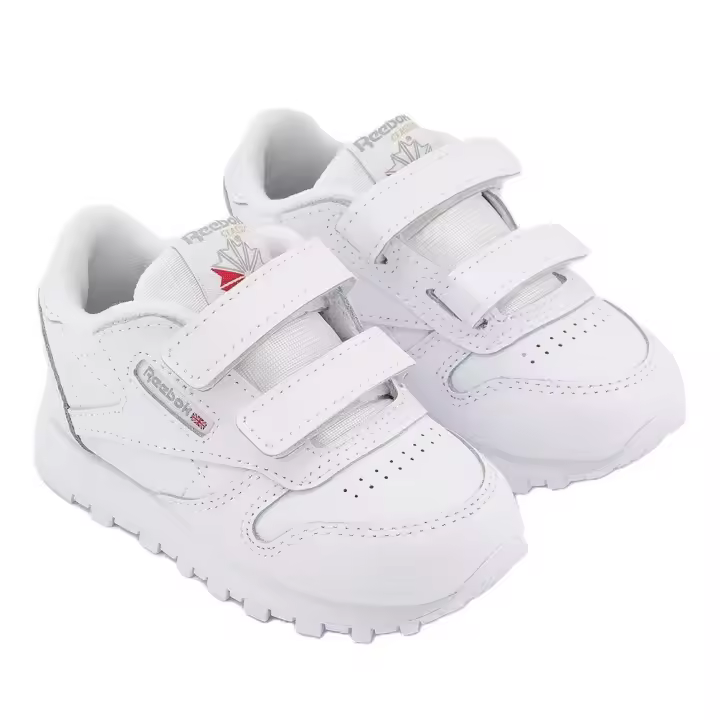 Reebok deportivas infantiles blancas de piel con cierre velcro mod. classic leather unisex - 1