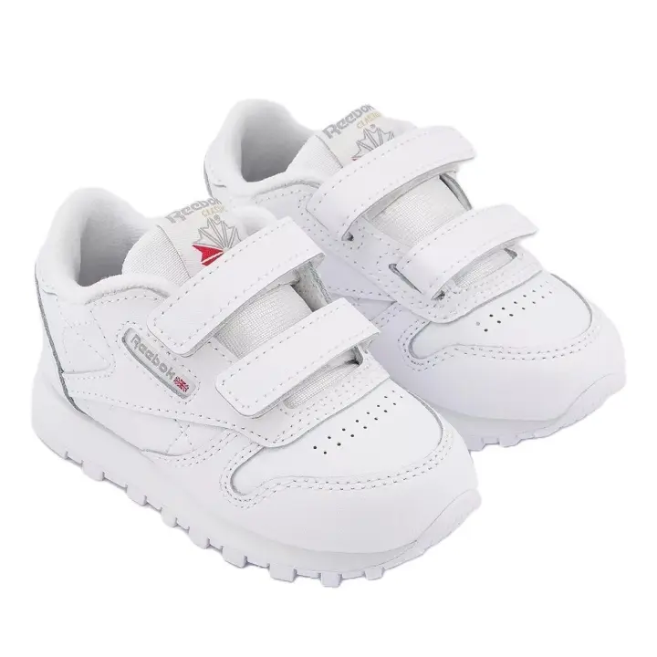Reebok deportivas infantiles blancas de piel con cierre velcro mod. classic leather unisex - 1