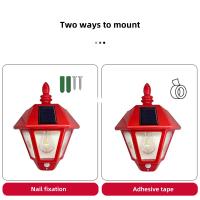 Lámpara Solar LED Retro Con Sensor De Movimiento Humano Luz Exterior Impermeable Para Decoración De Jardín Y Balcones De Villa Color Rojo - details 8