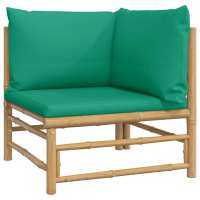 vidaXL Sofá esquinero de jardín bambú con cojines Gris claro, Taupé, Verde Conjunto Terraza Muebles Jardín Exterior Juego de Muebles de jardín Mueble Jardín Exterior Muebles de Salon Exterior - details 0