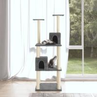 vidaXL Rascador para Gatos con Postes de Sisal 141 cm Mascotas Color Crema,  Gris oscuro, y mas - details 1