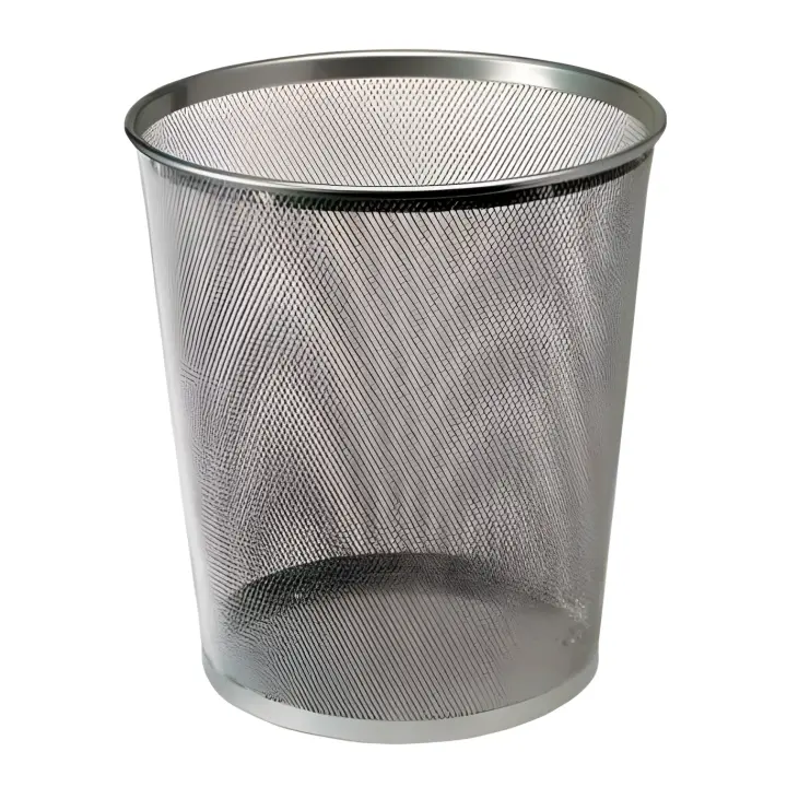 PAPELERA METAL REJILLA CROMADA REDONDA POESSA 18 LITROS - 1