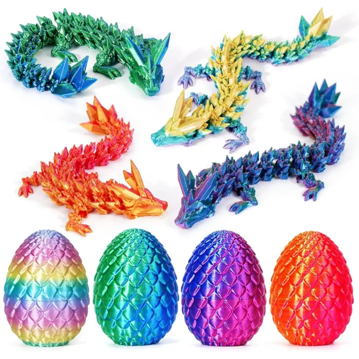 piezas de huevos de dragón impresos en 3D, misteriosos huevos de Pascua con bisagras, juguetes de descompresión de animales de cristal, adecuados para niños y niñas. - 1