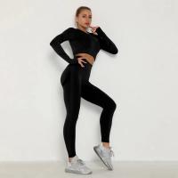 Conjunto De Yoga Para Mujer Ropa Deportiva De Gimnasio Con Top De Manga Larga Y Leggings De Cintura Alta Fitness Sports - details 2
