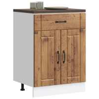 vidaXL Mueble bajo de cocina Lucca madera de ingeniería blanca en color Blanco/Gris sonoma/Gris hormigón y más | almacenamiento funcional diseño moderno para baño dormitorio sala - details 7