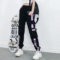 Pantalones De Cargo Casual Para Mujer Estilo Hip Hop Moda Deportiva Pantalones Harem Coreanos Con Varios Bolsillos Negro Talla 5XL - details 1