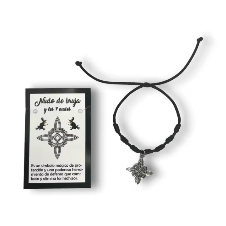 Pulsera Nudo de Bruja y 7 nudos negra - HOSTENATURA - 1