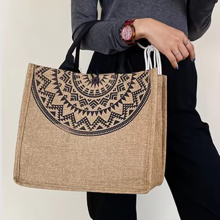 Bolsos de Lona reutilizables para Mujer, Bolsa de hombre informal de gran capacidad, a la moda, para la playa - 1