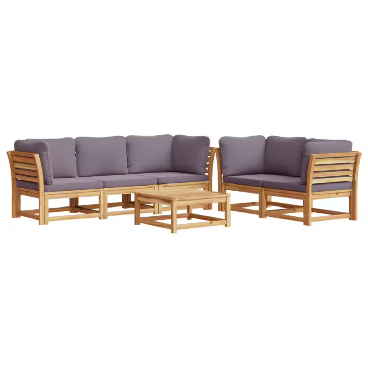 Juego de muebles Jardín 6 pzas con bolsillos Madera maciza Acacia - 1