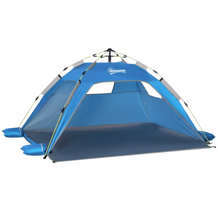 Outsunny Tienda de Playa Plegable Carpa de Playa Pop-up para 1-2 Personas con 2 Puerta 2 Ventanas y Bolsa de Transporte para Parque Camping 220x173x120 cm - 1
