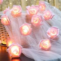 Luces De Rosas Rosa Para Dormitorio Luz LED De Batería Para Exteriores Luces Faeiras Románticas Para Casa Y Habitación Decorativas Para Fiesta - details 5