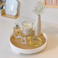 Vajilla De Almacenamiento Redonda Nórdica De Madera Para El Hogar Decoración De Escritorio Joyería Perfume Cosméticos Llaves Placa De Madera Para El Hogar - details 0