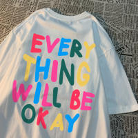 Camiseta De Algodón Para Hombre Every Thing Will Be Okay Estilo Casual Veraniego Cuello Redondo Suelto Moda Breathability - details 25