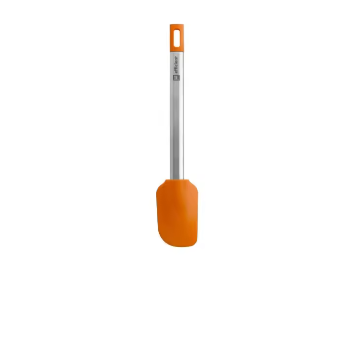 Bra - Lengua de Cocina Efficient, Utensilio Cocina, Acero Inoxidable, Silicona Naranja, Rebañar y Recoger, Apto Lavavajillas - 1