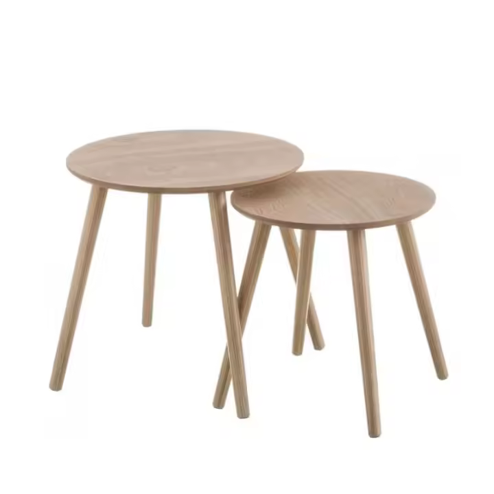 STARLEY-Set de 2 mesitas nido de madera marrones, para cafetería, restaurante, bar, despensa,comedor. - 1