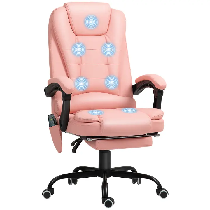 Vinsetto Silla de Oficina con 7 Puntos de Masaje Silla de Masaje Giratoria Silla de Escritorio con Reposapiés Retráctil Altura Ajustable Control Remoto y Tejido de PU Negro - 1