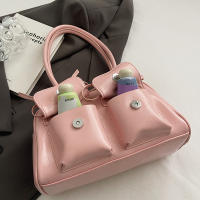 Bolso De Hombro Estilo Ballet Para Mujeres Con Lazo Bolso De Armpita Bolso De Bocce Material PU Suave Con Cierre De Cremallera - details 11