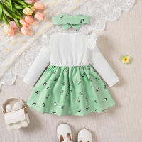 2PCS Vestido De Princesa Para Bebé Girla 0-2 Años Con Manga Larga Estampado De Flores Gran Lazo Vestido De Moda Para Bebé Niña Otoño - details 11
