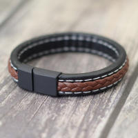 Pulsera De Cuero Trenzado Para Hombre Estilo Hiphop Rock Regalo De Cumpleaños Accesorio Para Novio Pulsera Roja Suerte - details 4