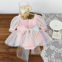 Vestido De Verano Para Bebé Con Pétalos Y Lazo En Malla Colorida Traje De Baño Para Niñas Con Mangas Cortas Estilo Cute - details 3