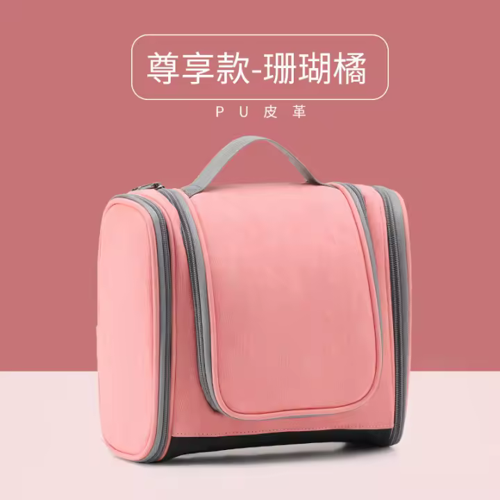 Neceser grande de piel sintética para hombre y mujer, impermeable, multicapa, con gancho de viaje - 1