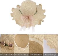 Sombrero de paja para Mujer plegable Bohemia Verano Sun Floppy Sombrero DE LA Playa con flores del Borde elegante - details 2